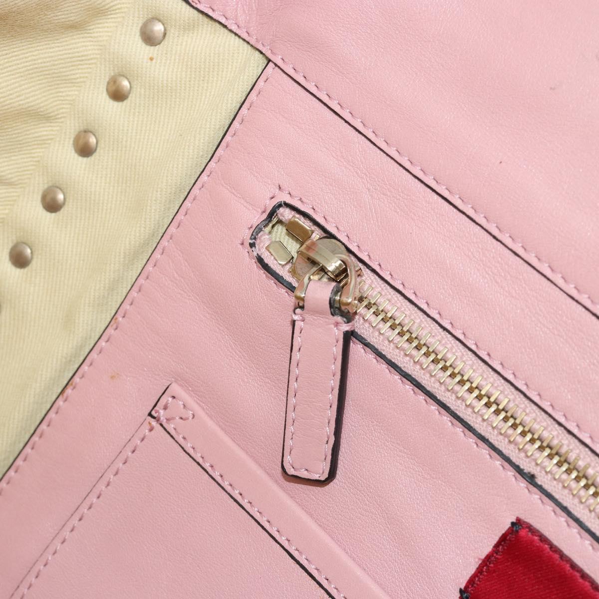 VALENTINO Rock Studs Tote Bag Leather Pink Gold Auth bs35382