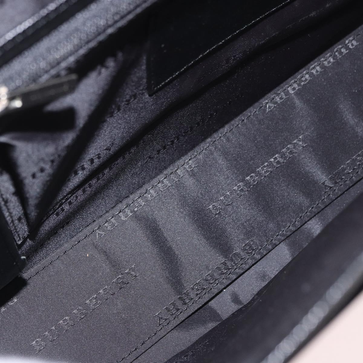 BURBERRY Business Bag Leather Black Silver Auth bs35383
