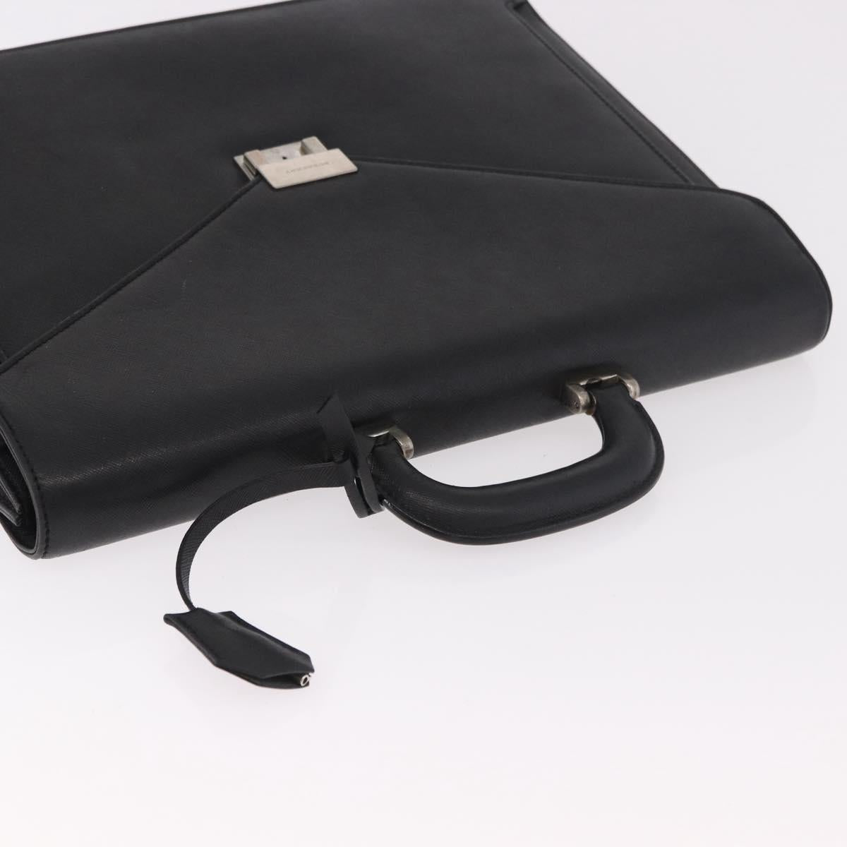BURBERRY Business Bag Leather Black Silver Auth bs35383