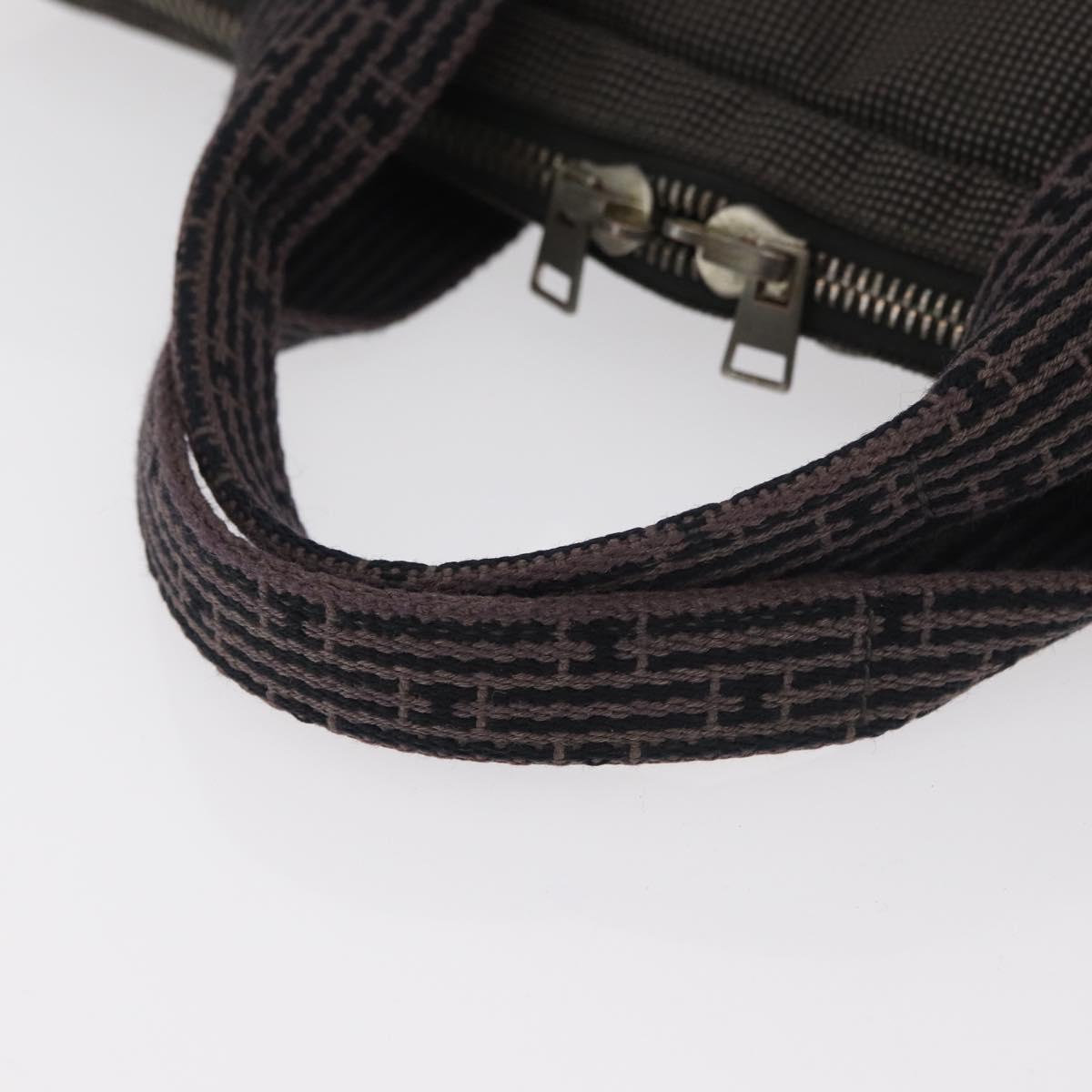 HERMES Her Line Hand Bag Canvas Black Silver Auth bs35384