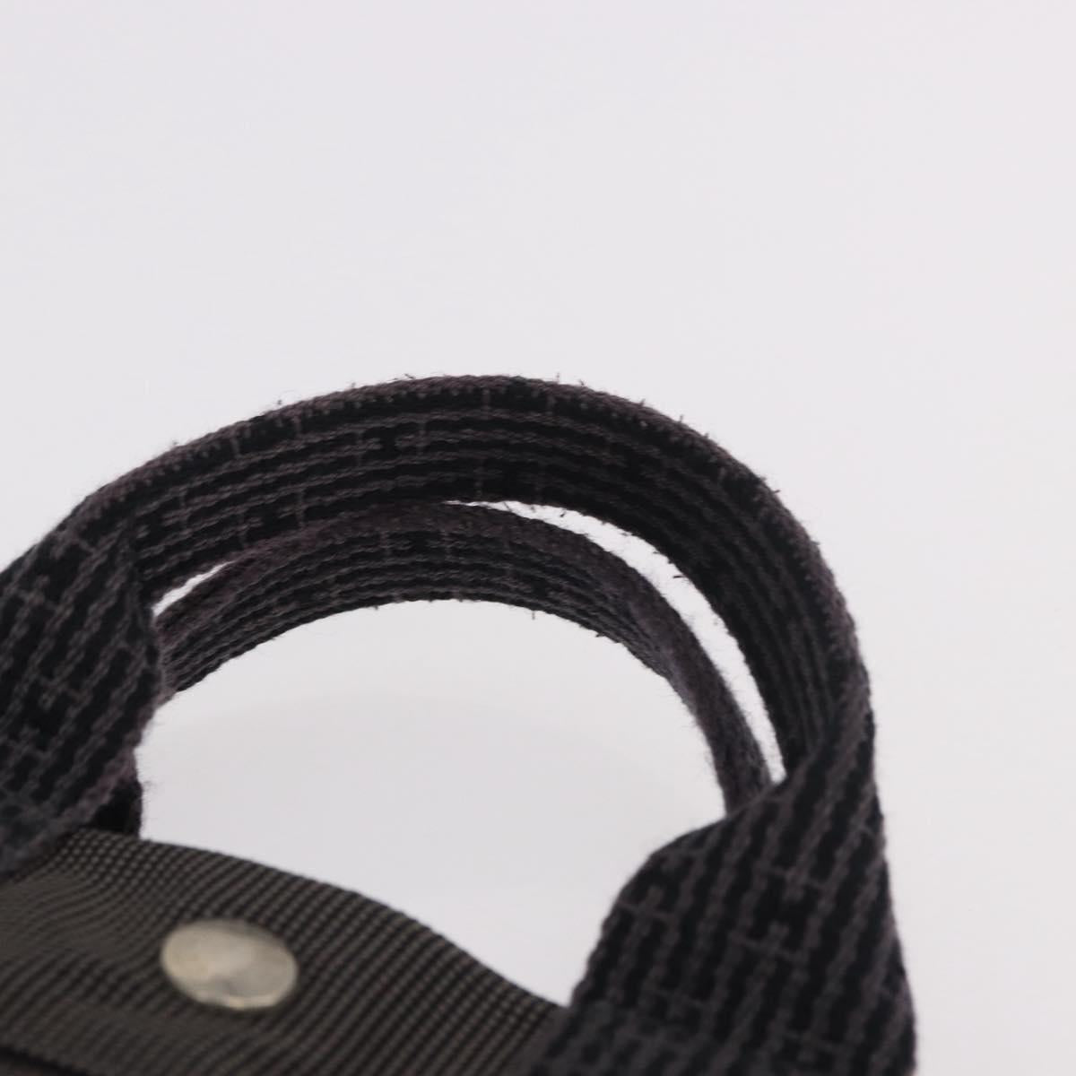 HERMES Her Line Hand Bag Canvas Black Silver Auth bs35385A