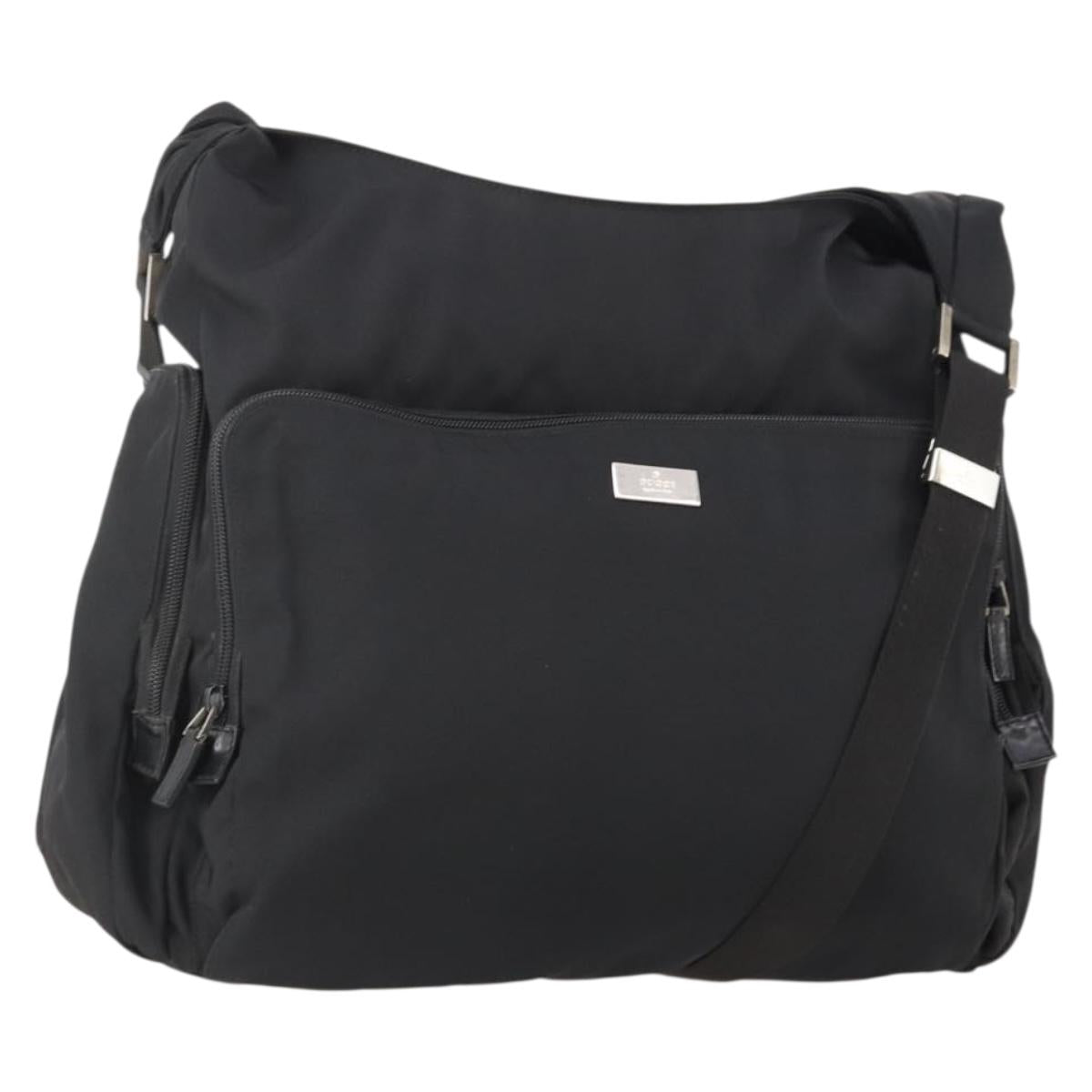 GUCCI Shoulder Bag Canvas Black Silver 019 0304 Auth bs35389