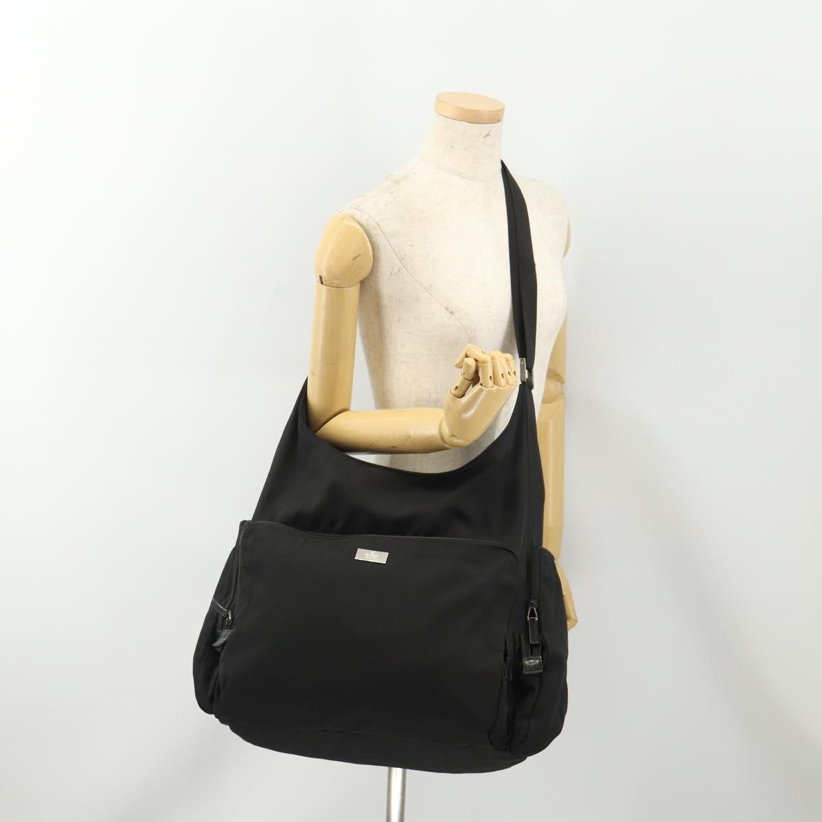 GUCCI Shoulder Bag Canvas Black Silver 019 0304 Auth bs35389