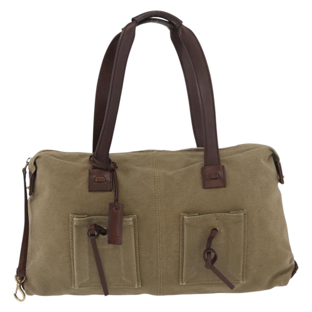 GUCCI Shoulder Bag Canvas Outlet Khaki Gold 109132 Auth bs35390