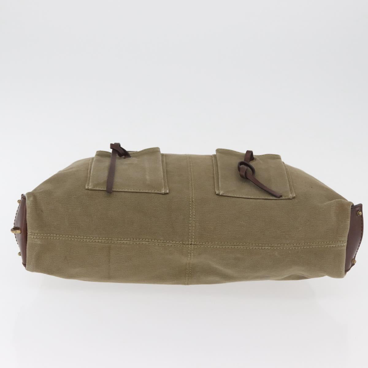 GUCCI Shoulder Bag Canvas Outlet Khaki Gold 109132 Auth bs35390