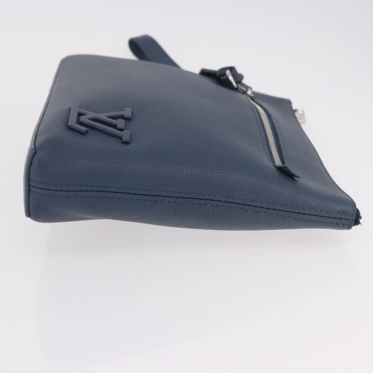 LOUIS VUITTON Takeoff Pouch Cowhide leather Blue Atlantic M82813 Auth bs35391A
