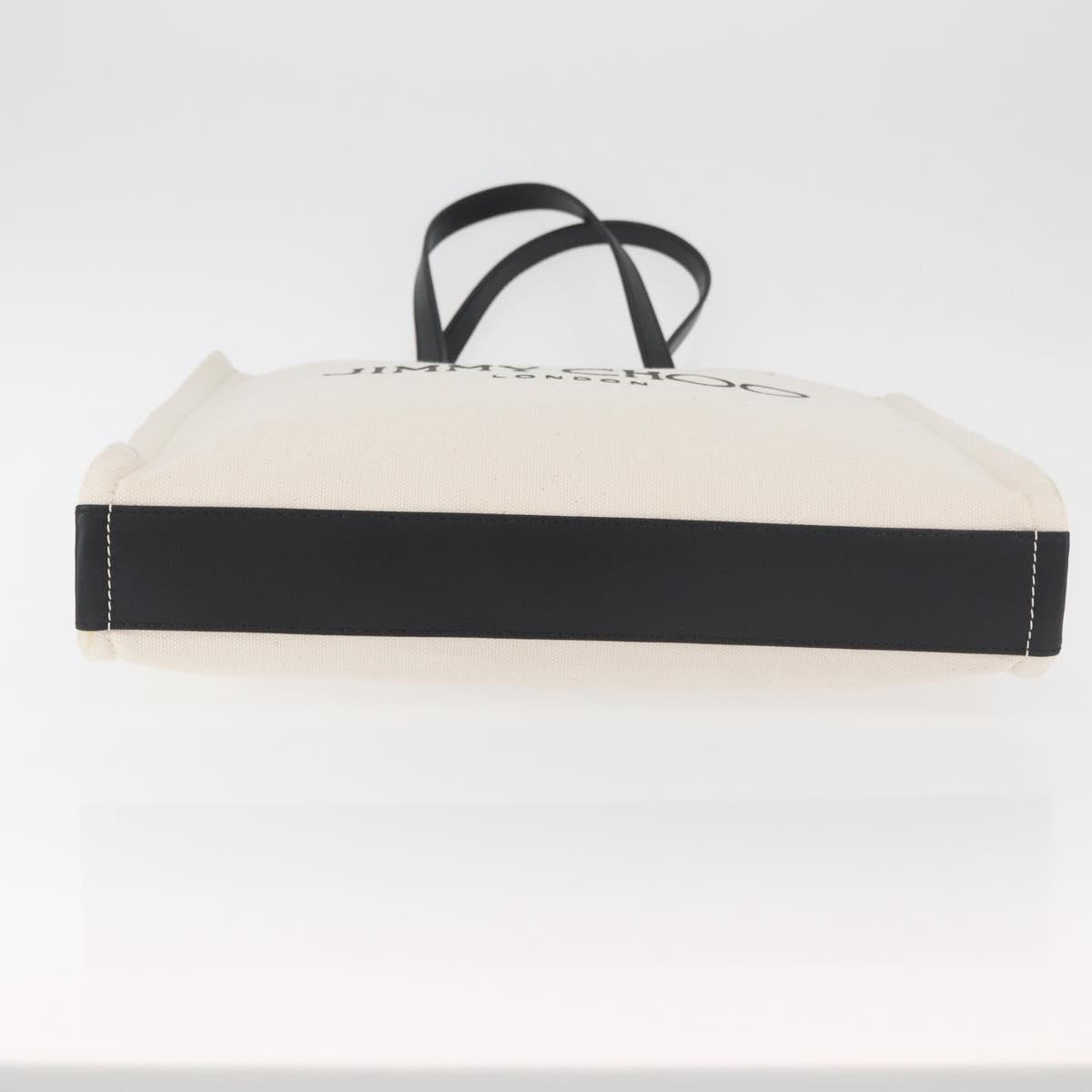 Jimmy Choo Tote Bag Canvas Ivory Silver Auth bs35392A