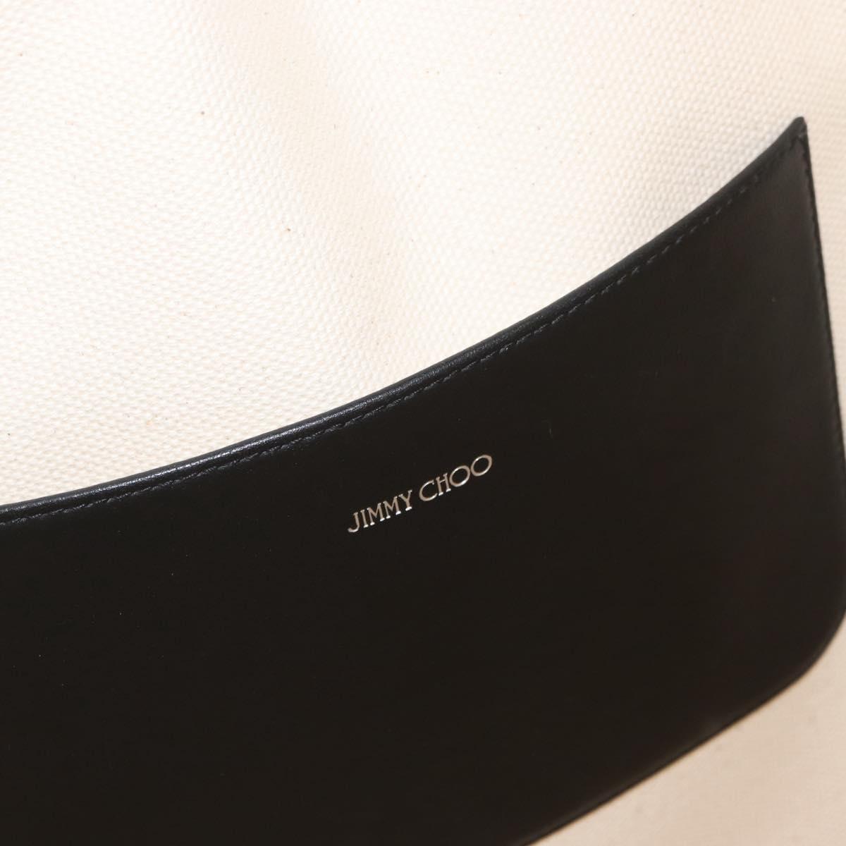Jimmy Choo Tote Bag Canvas Ivory Silver Auth bs35392A
