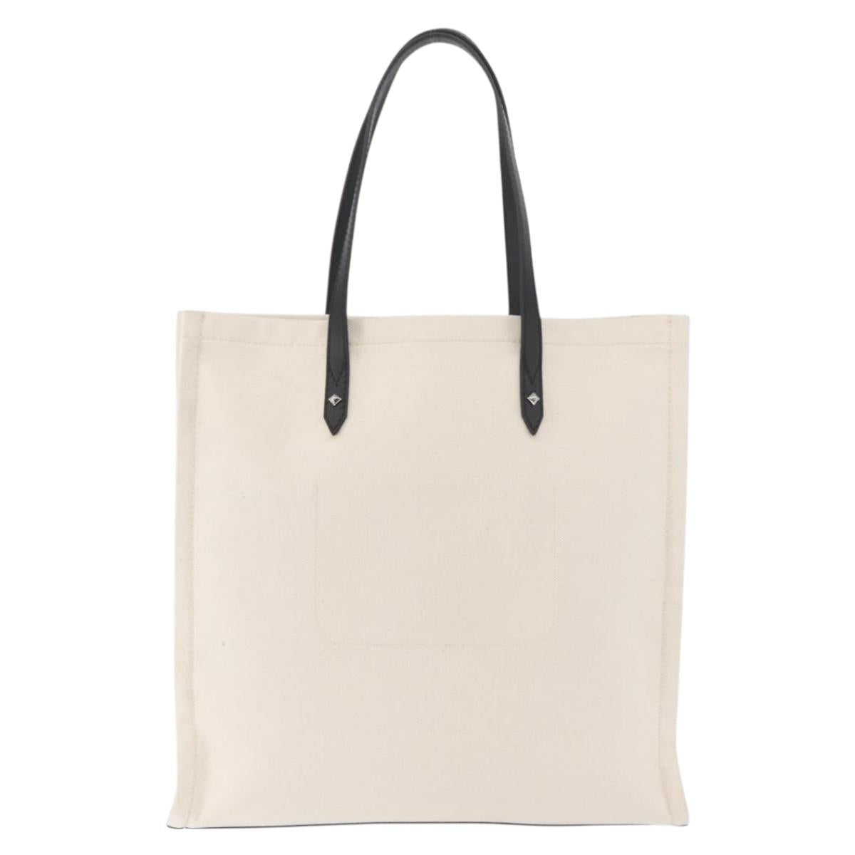 Jimmy Choo Tote Bag Canvas Ivory Silver Auth bs35392A