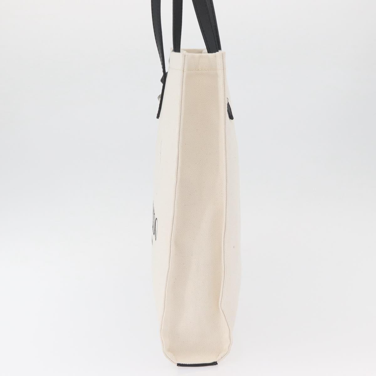 Jimmy Choo Tote Bag Canvas Ivory Silver Auth bs35392A
