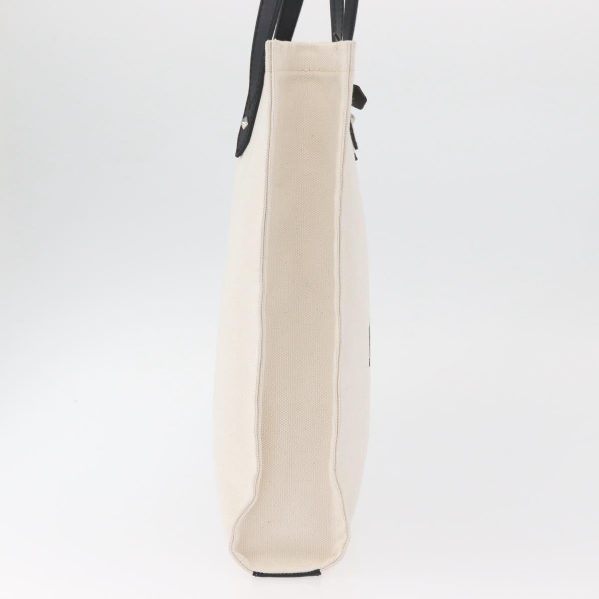 Jimmy Choo Tote Bag Canvas Ivory Silver Auth bs35392A