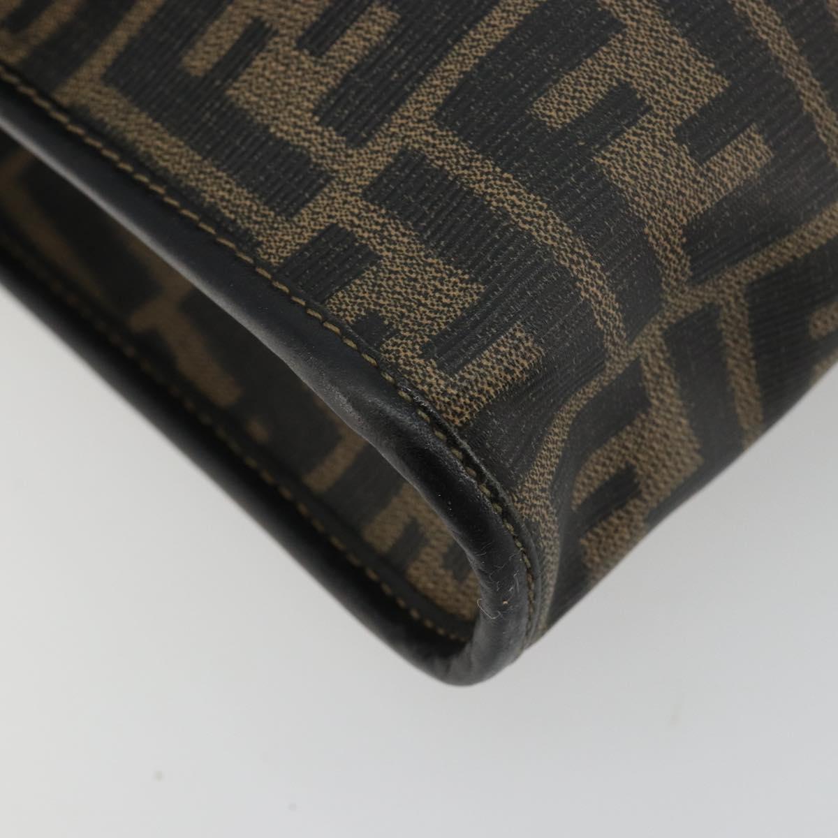 FENDI Zucca Canvas Shoulder Bag PVC Black Brown Auth bs35394A