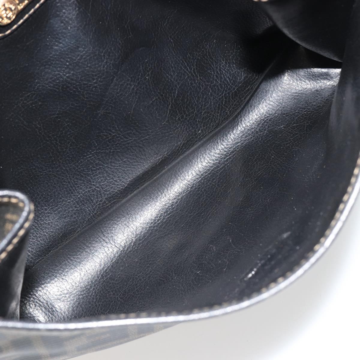 FENDI Zucca Canvas Shoulder Bag PVC Black Brown Auth bs35394A