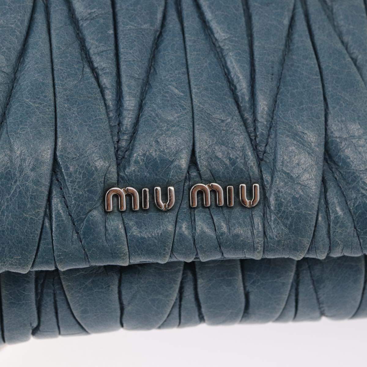 Miu Miu Chain Shoulder Bag Leather Blue Silver Auth bs35396A