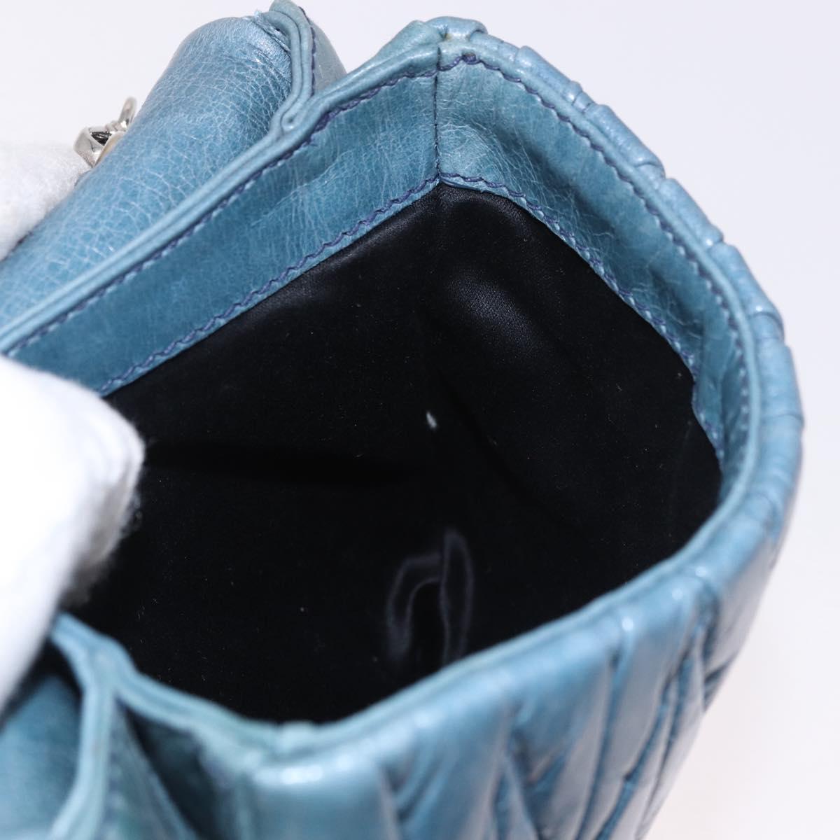 Miu Miu Chain Shoulder Bag Leather Blue Silver Auth bs35396A