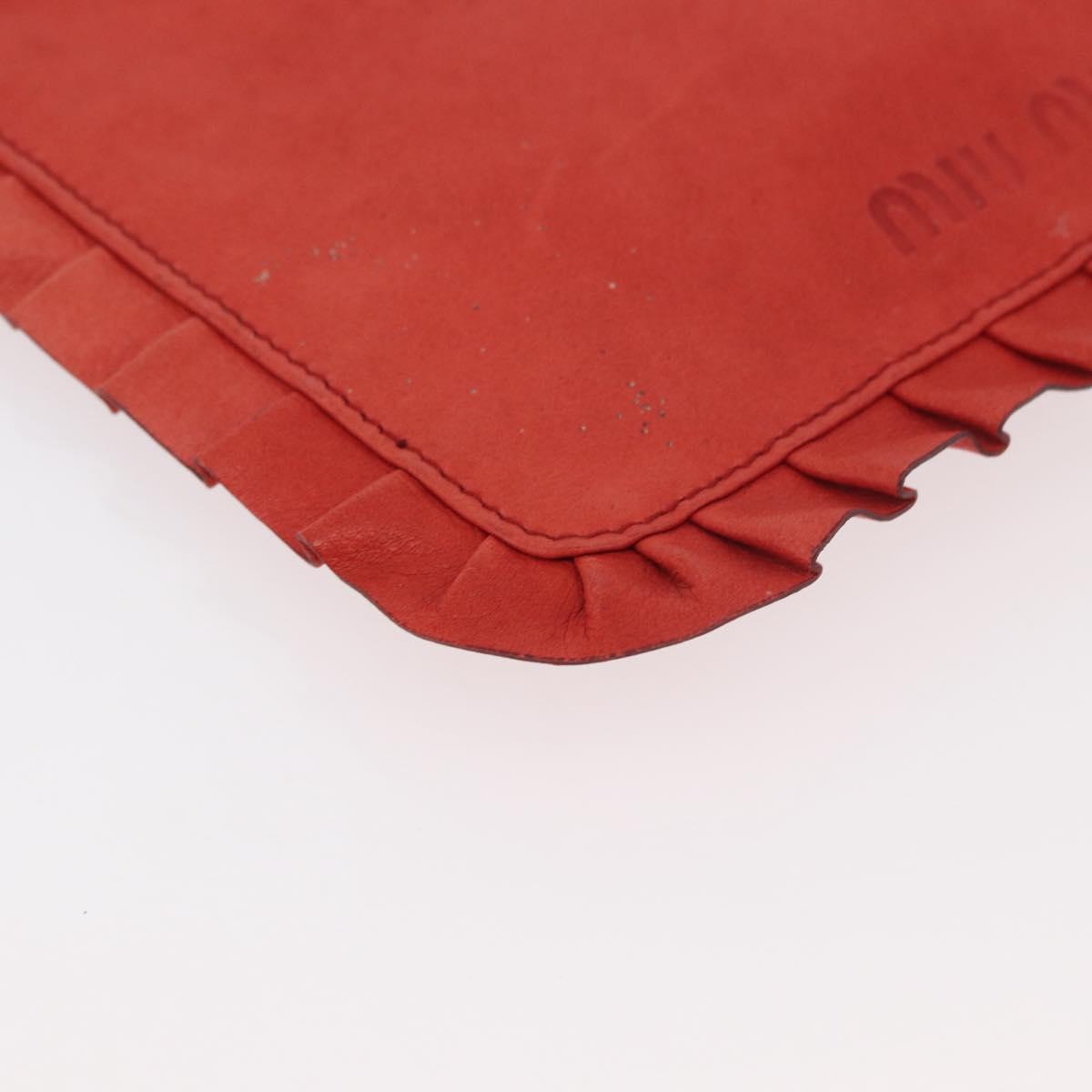 Miu Miu Shoulder Bag Leather Red Silver Auth bs35397