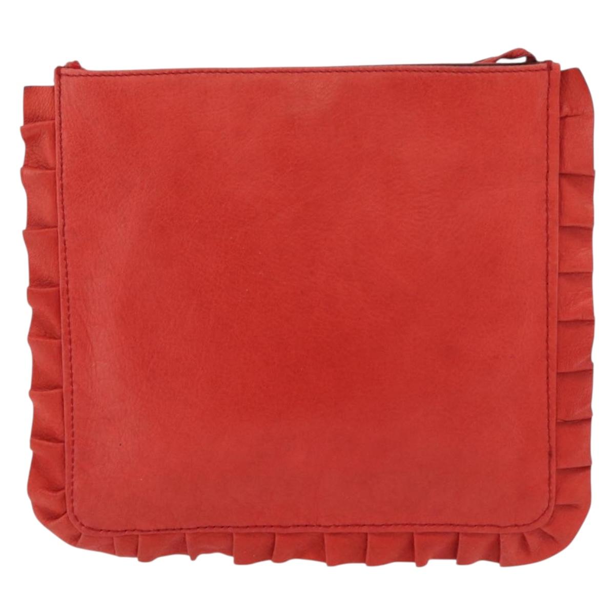 Miu Miu Shoulder Bag Leather Red Silver Auth bs35397