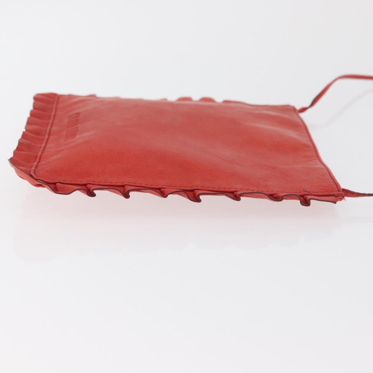 Miu Miu Shoulder Bag Leather Red Silver Auth bs35397