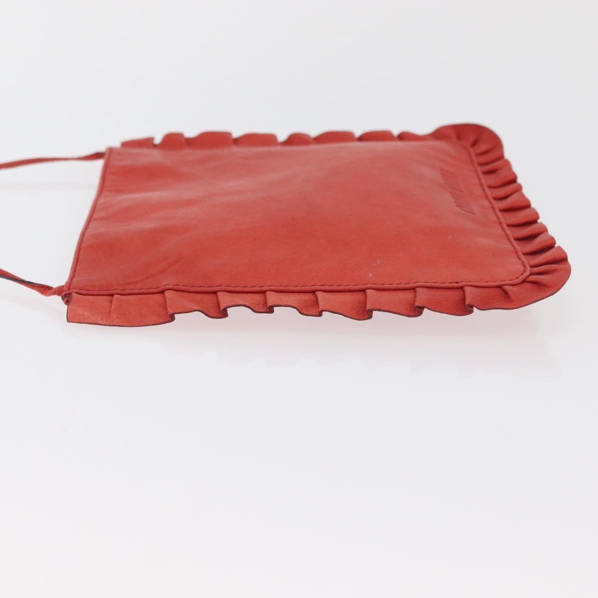 Miu Miu Shoulder Bag Leather Red Silver Auth bs35397