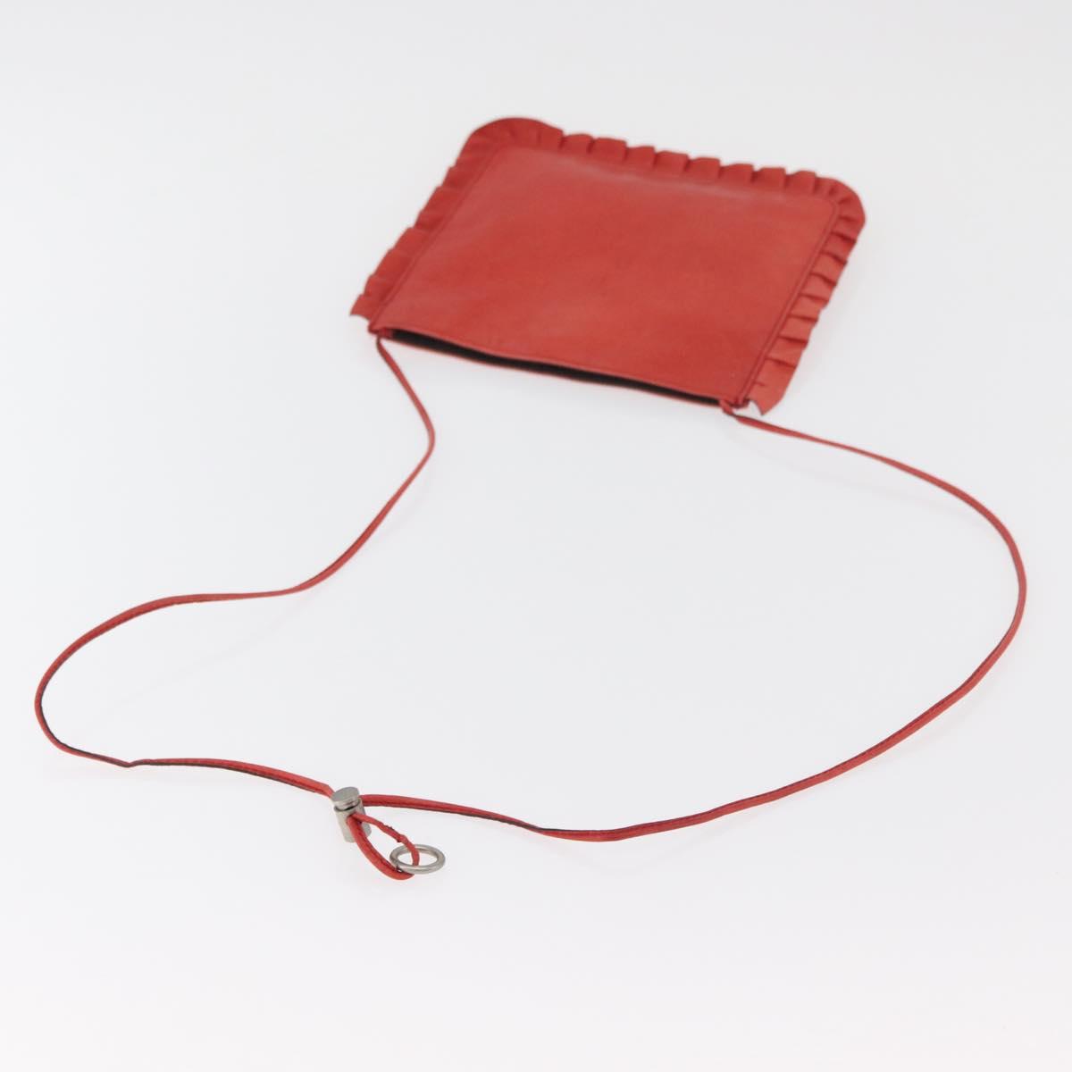 Miu Miu Shoulder Bag Leather Red Silver Auth bs35397
