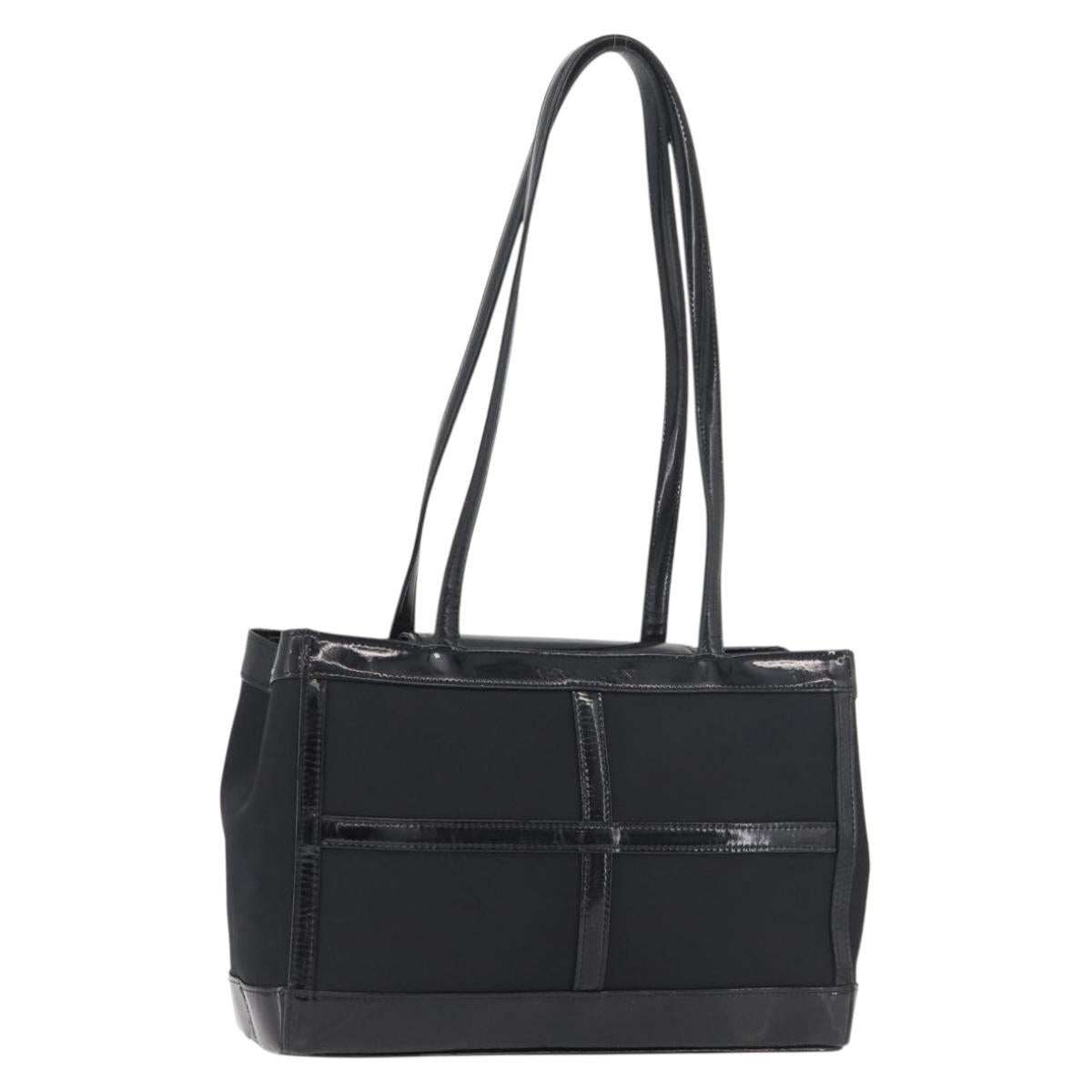 SAINT LAURENT Tote Bag Patent leather Black Silver Auth bs35398