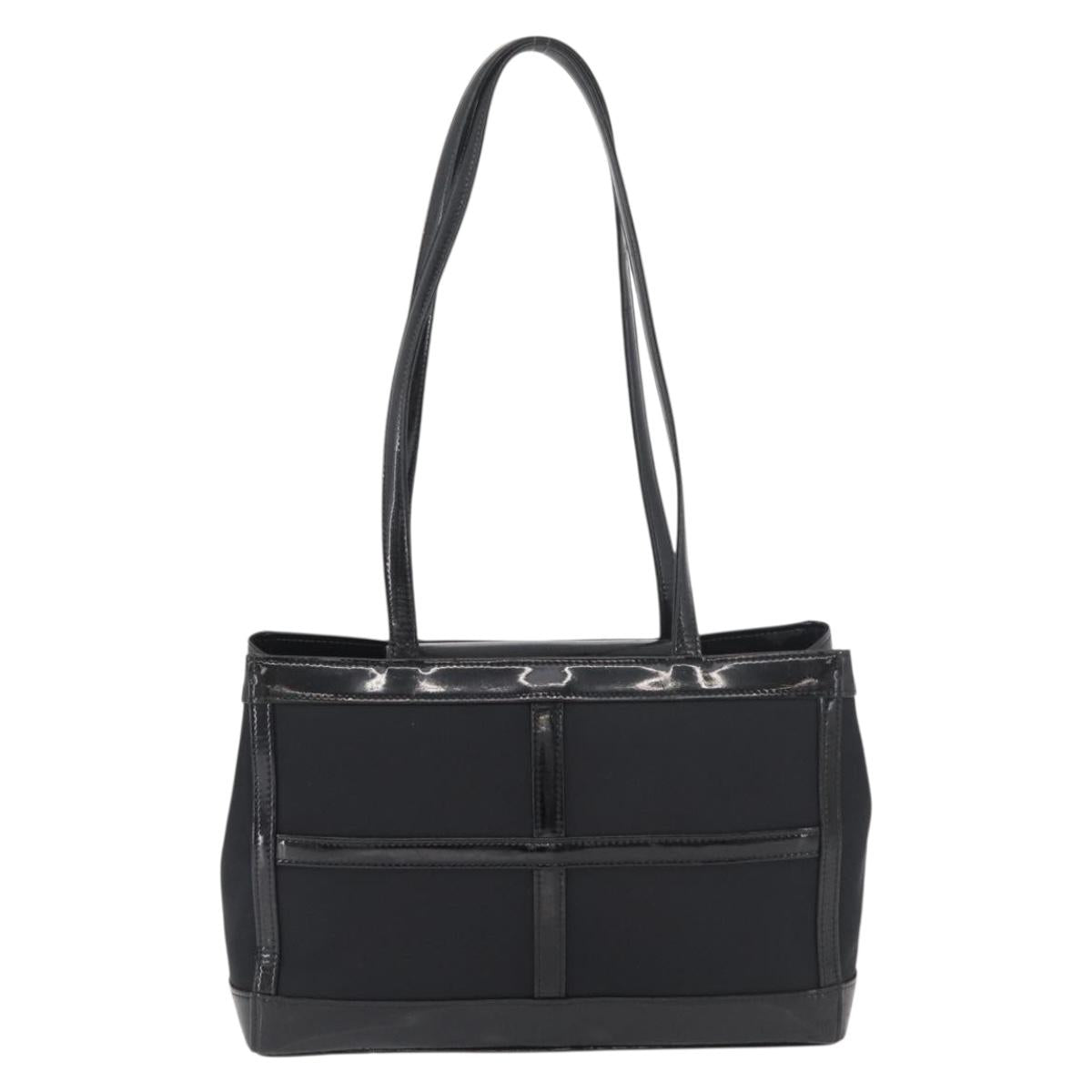 SAINT LAURENT Tote Bag Patent leather Black Silver Auth bs35398