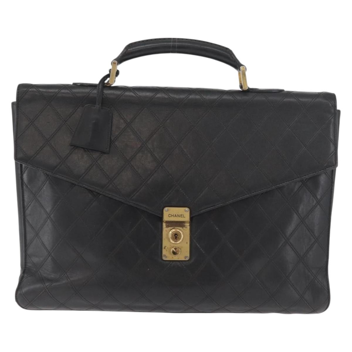 CHANEL Bicolore Business Bag Leather Black Gold CC Auth bs35400