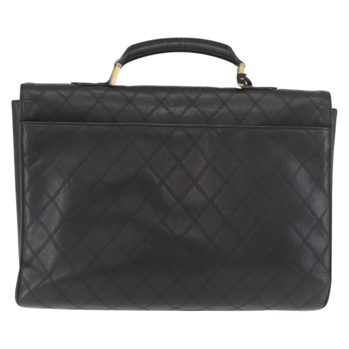 CHANEL Bicolore Business Bag Leather Black Gold CC Auth bs35400