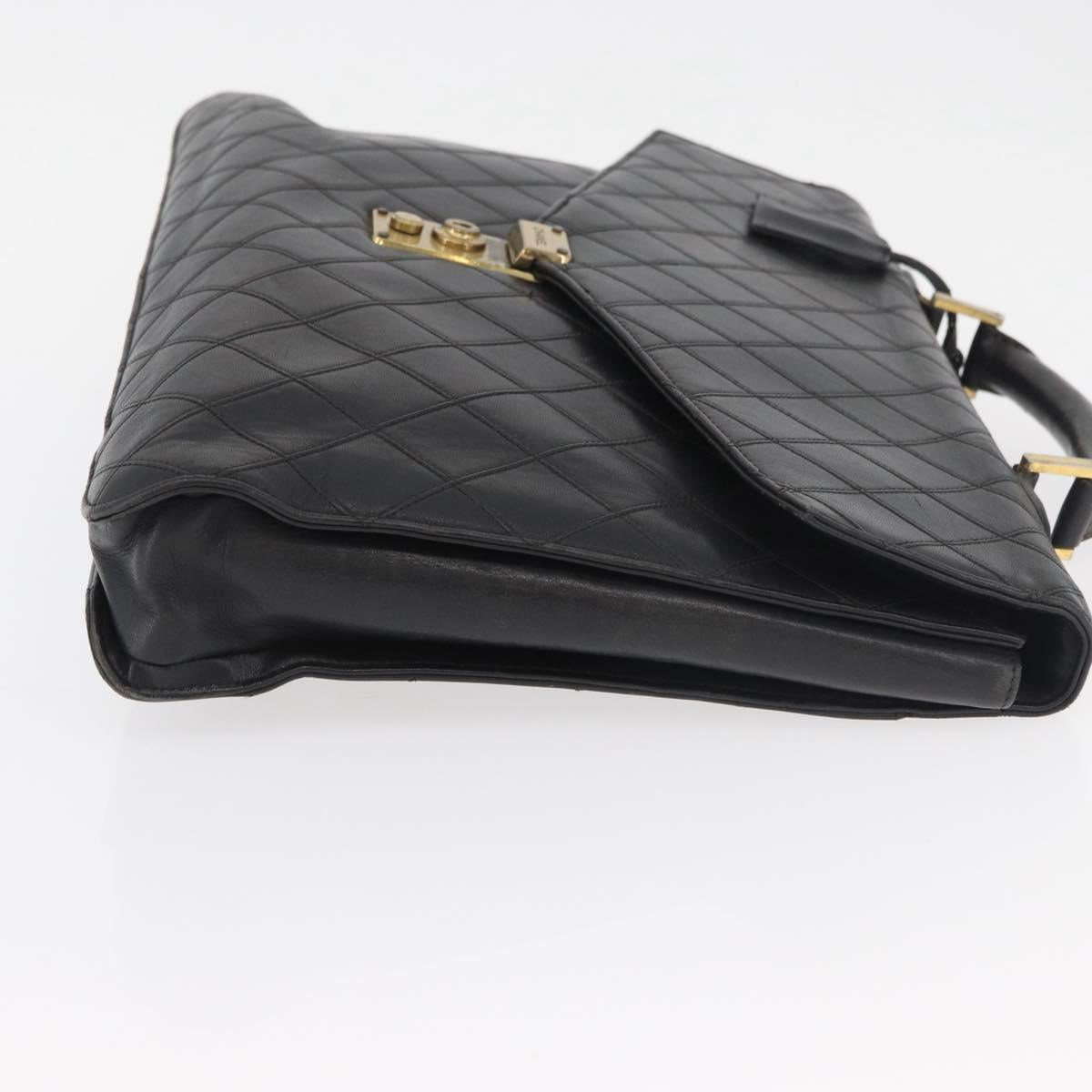 CHANEL Bicolore Business Bag Leather Black Gold CC Auth bs35400