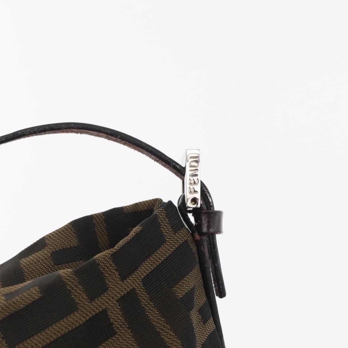 FENDI Zucca Canvas Shoulder Bag Black Brown Auth bs35401