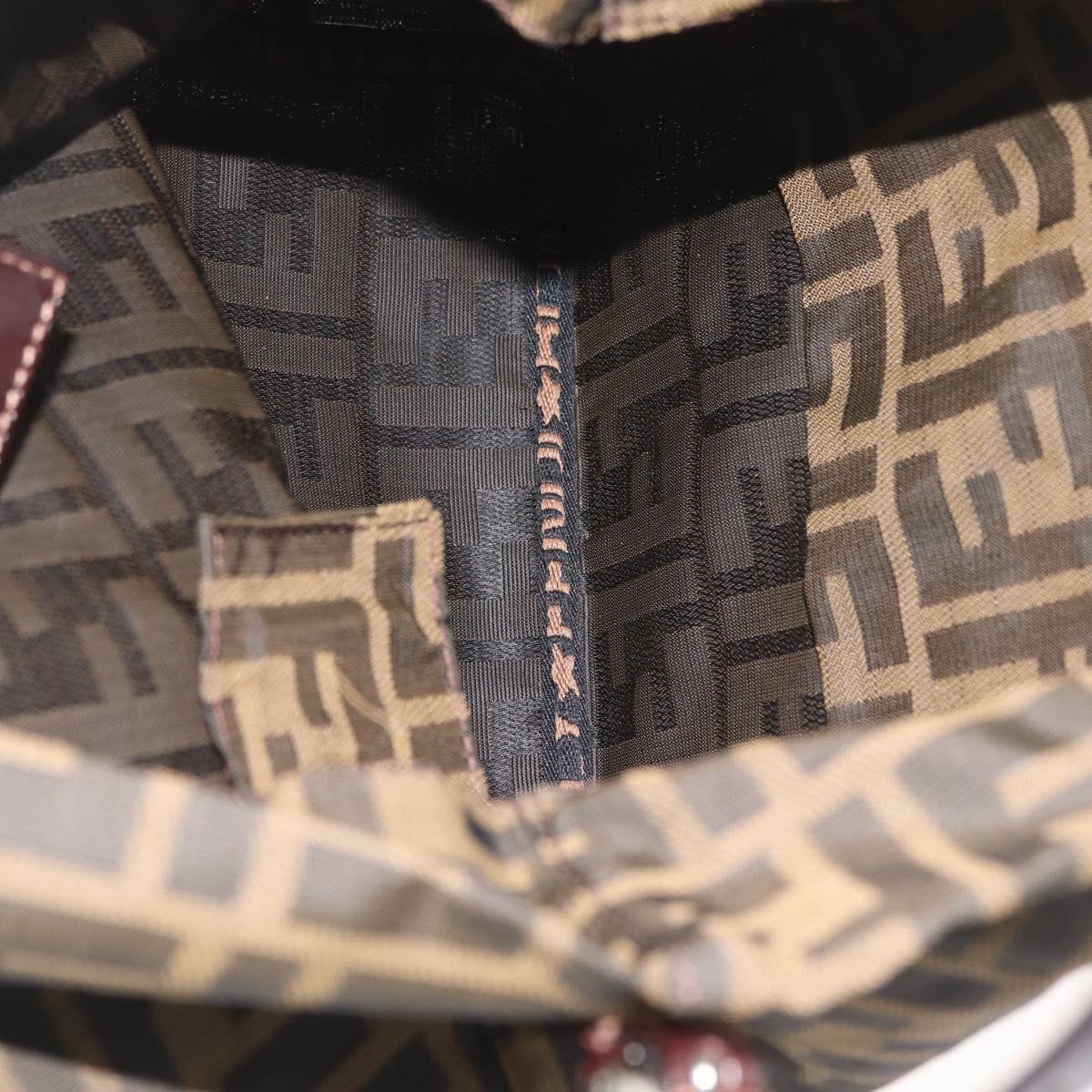FENDI Zucca Canvas Shoulder Bag Black Brown Auth bs35401