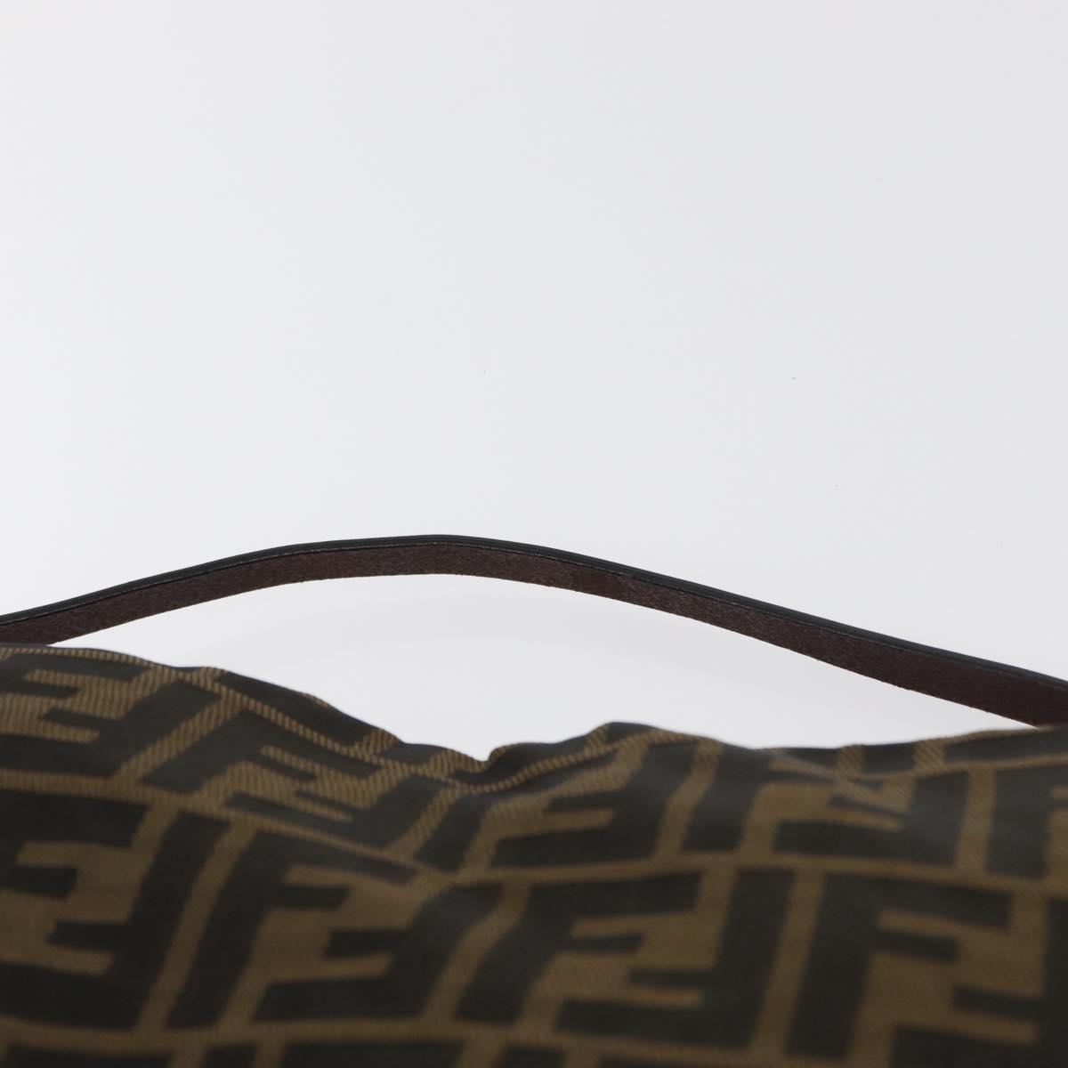 FENDI Zucca Canvas Shoulder Bag Black Brown Auth bs35401
