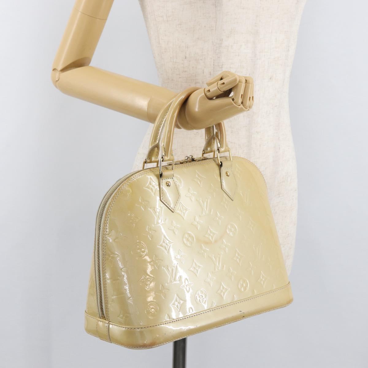 LOUIS VUITTON Monogram Vernis Alma PM Hand Bag Broncorail M91445 LV Auth bs35404