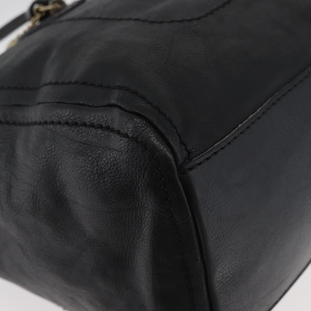 CELINE Hand Bag Leather Black Gold Auth bs35405