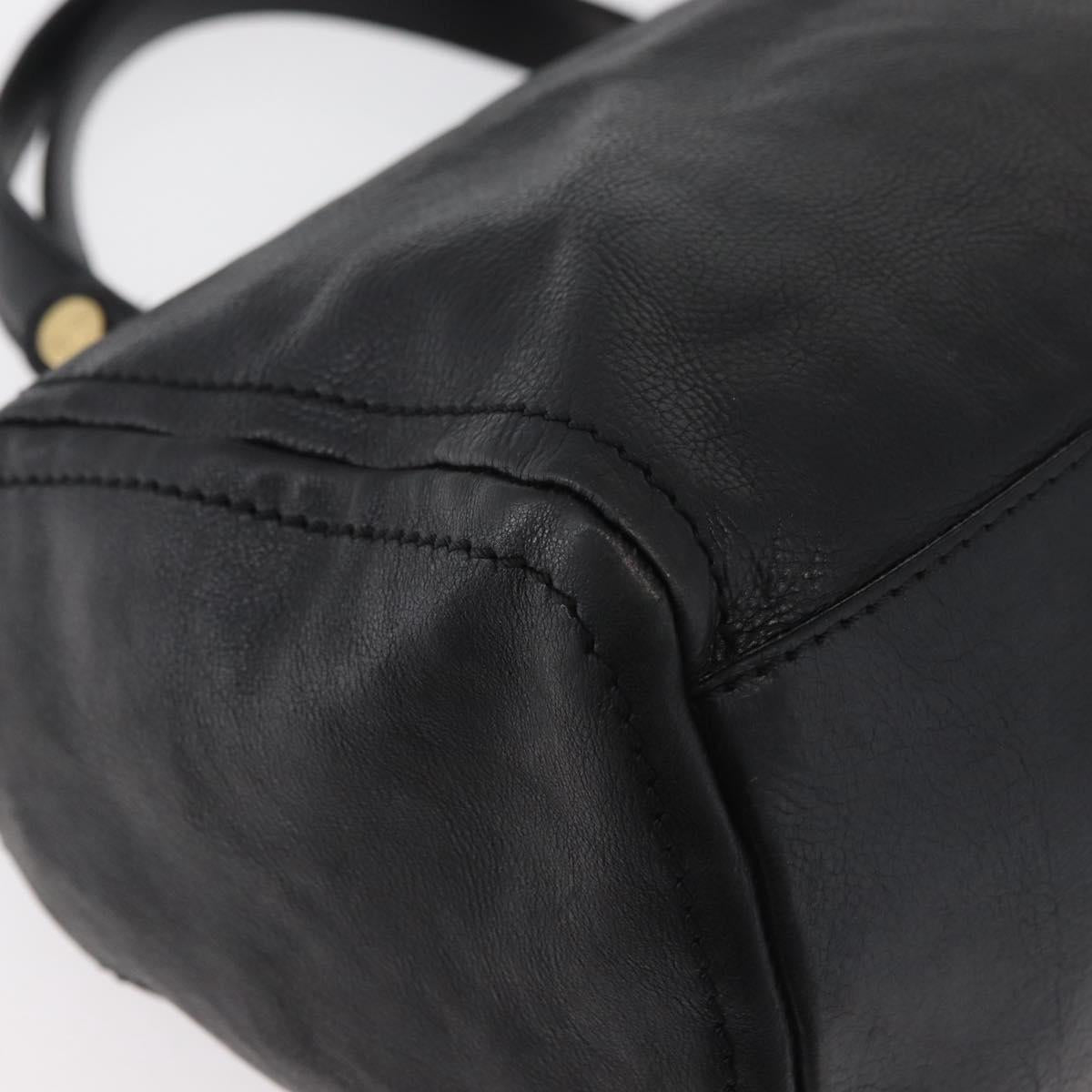 CELINE Hand Bag Leather Black Gold Auth bs35405
