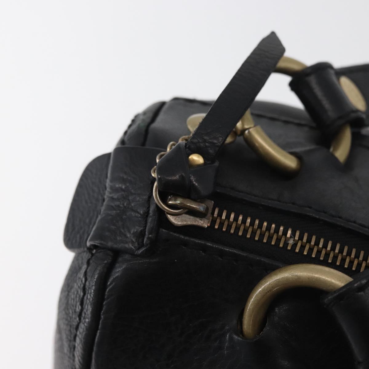 CELINE Hand Bag Leather Black Gold Auth bs35405