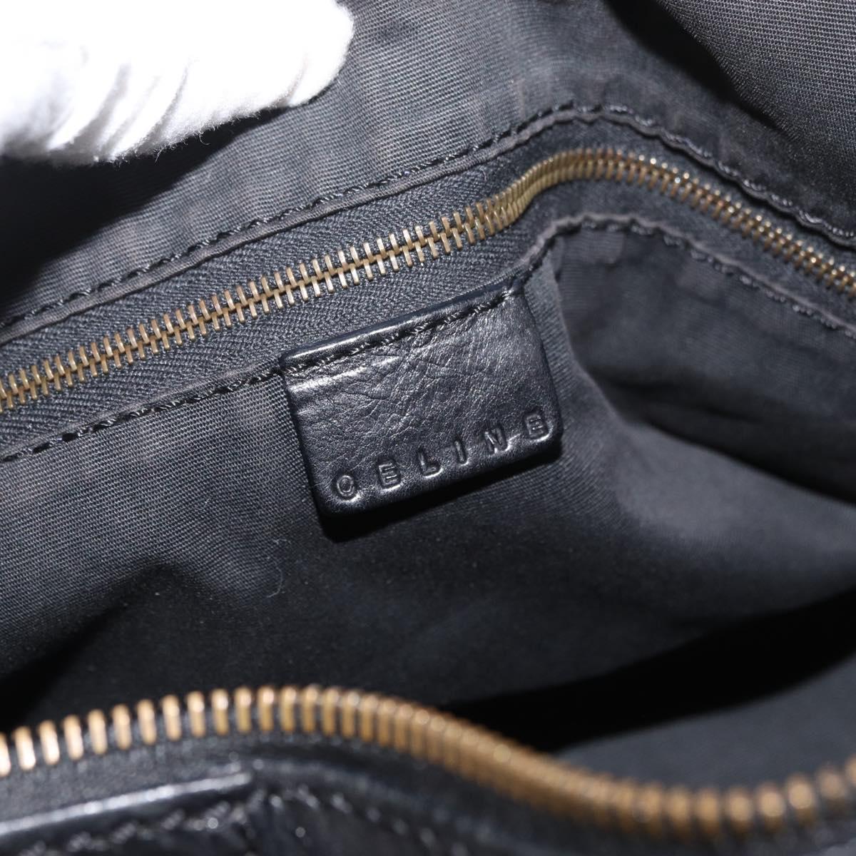 CELINE Hand Bag Leather Black Gold Auth bs35405
