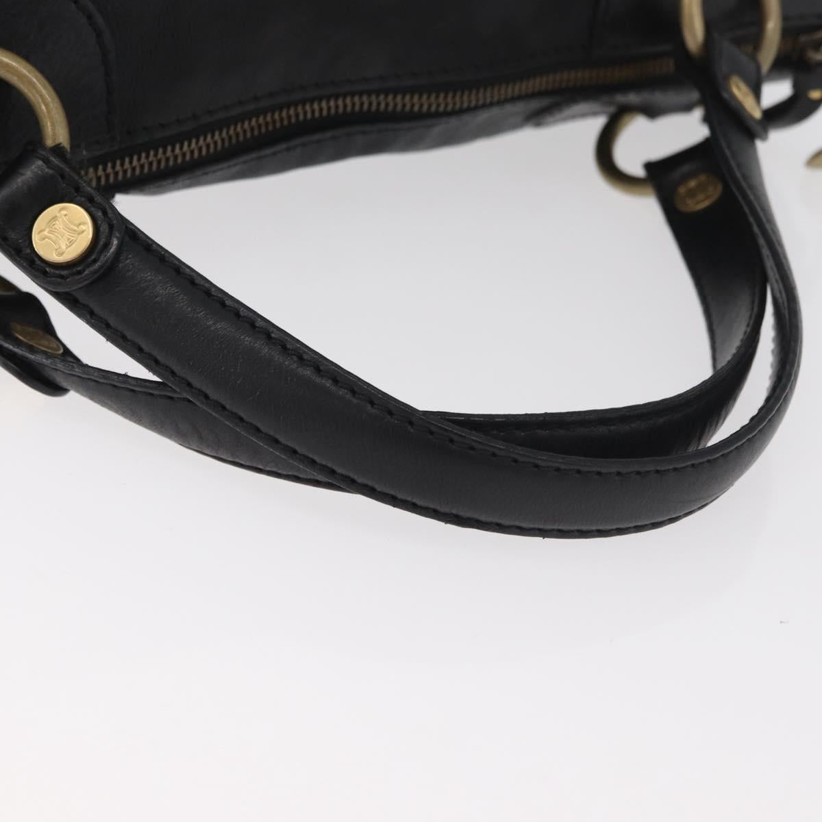 CELINE Hand Bag Leather Black Gold Auth bs35405