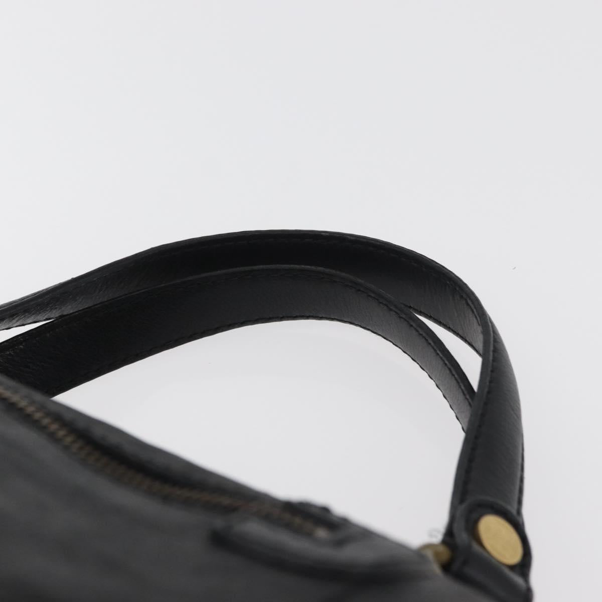 CELINE Hand Bag Leather Black Gold Auth bs35405