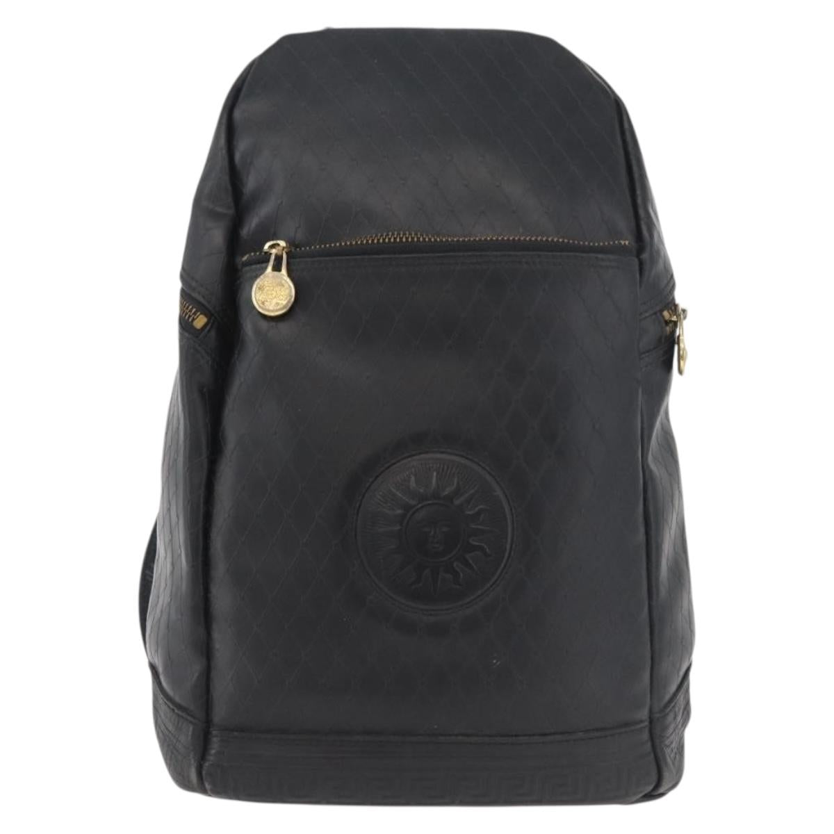 Gianni Versace Shoulder Bag Leather Black Gold Auth bs35407