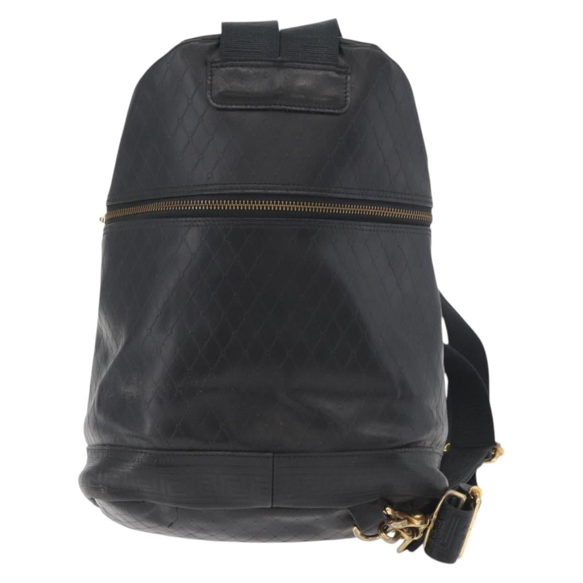 Gianni Versace Shoulder Bag Leather Black Gold Auth bs35407