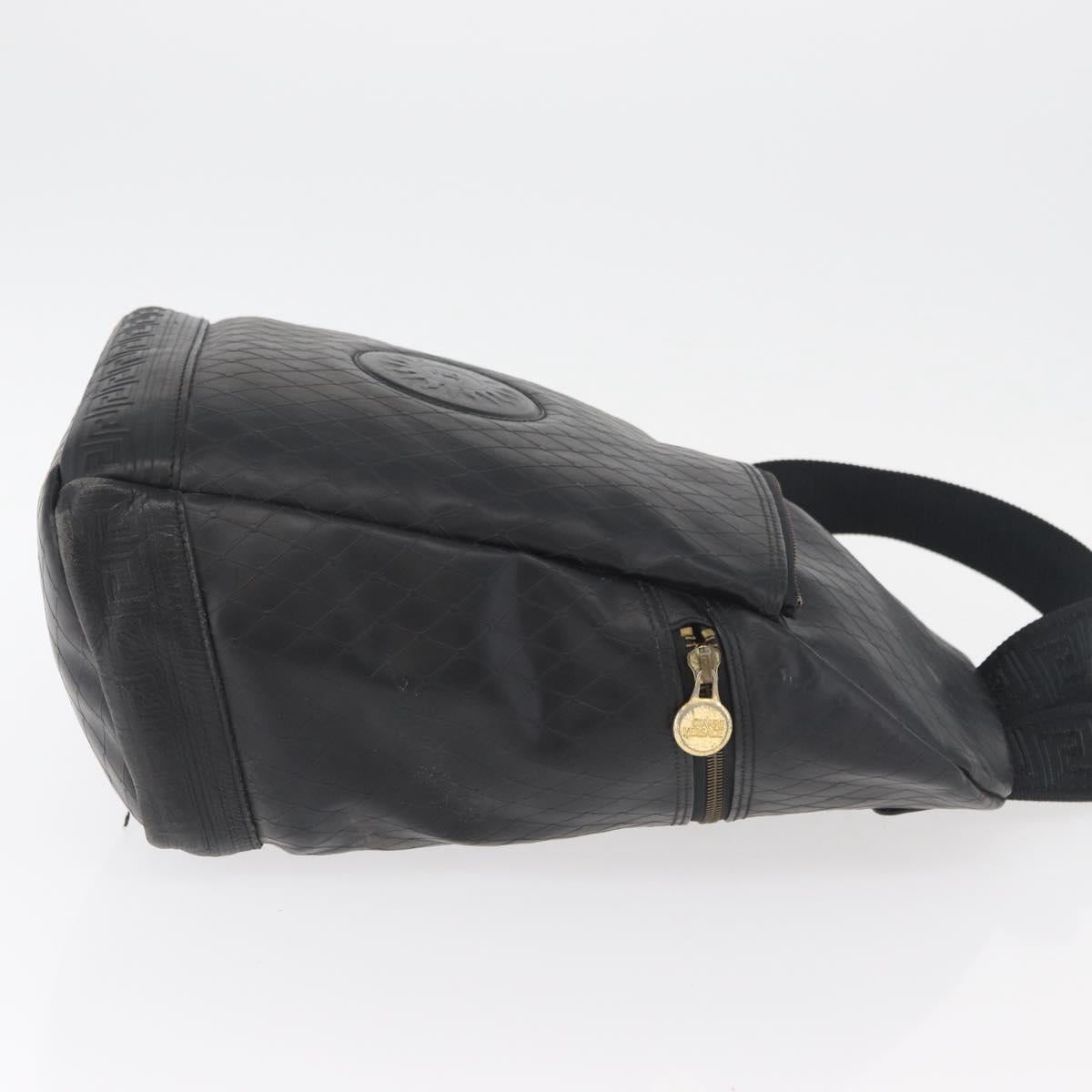 Gianni Versace Shoulder Bag Leather Black Gold Auth bs35407