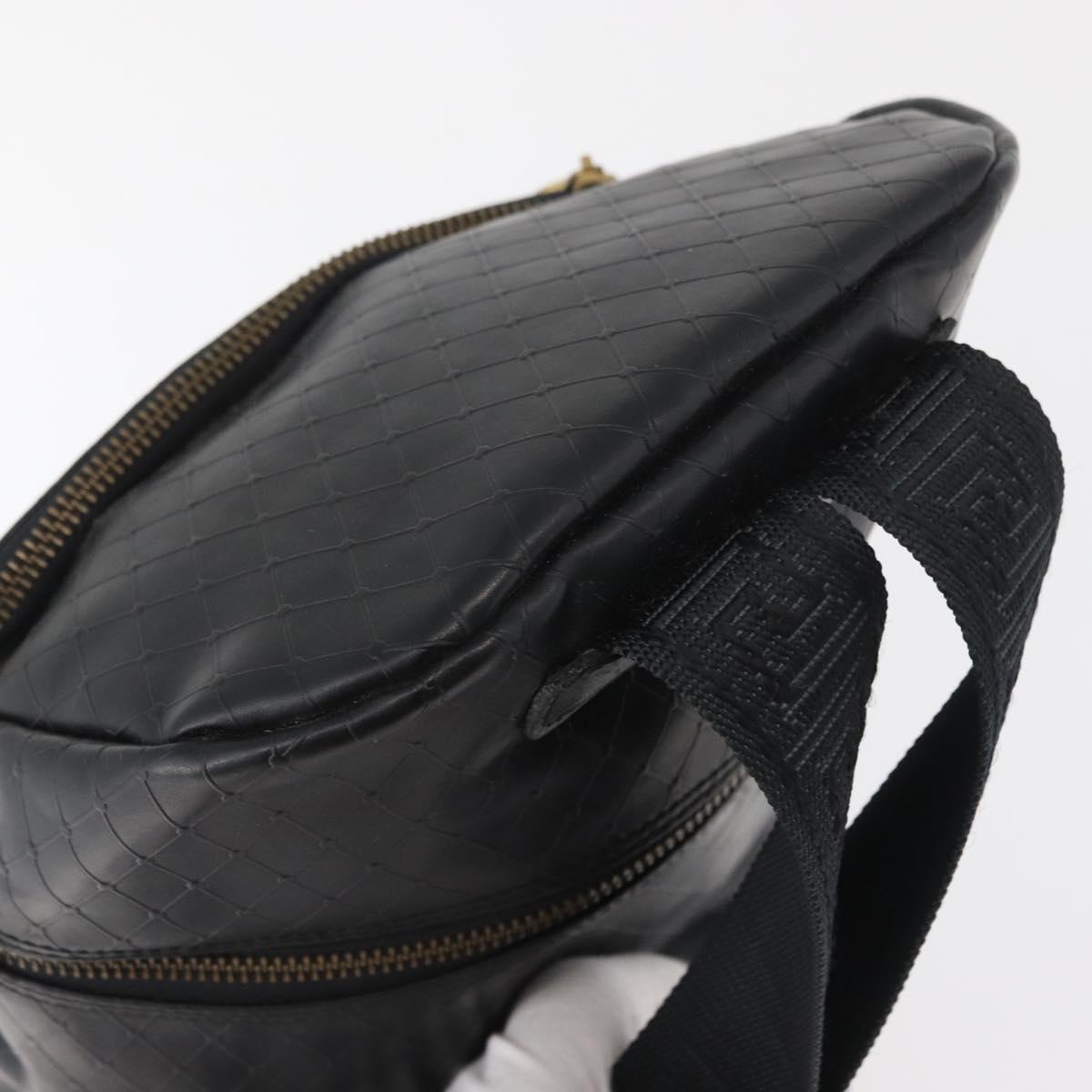 Gianni Versace Shoulder Bag Leather Black Gold Auth bs35407