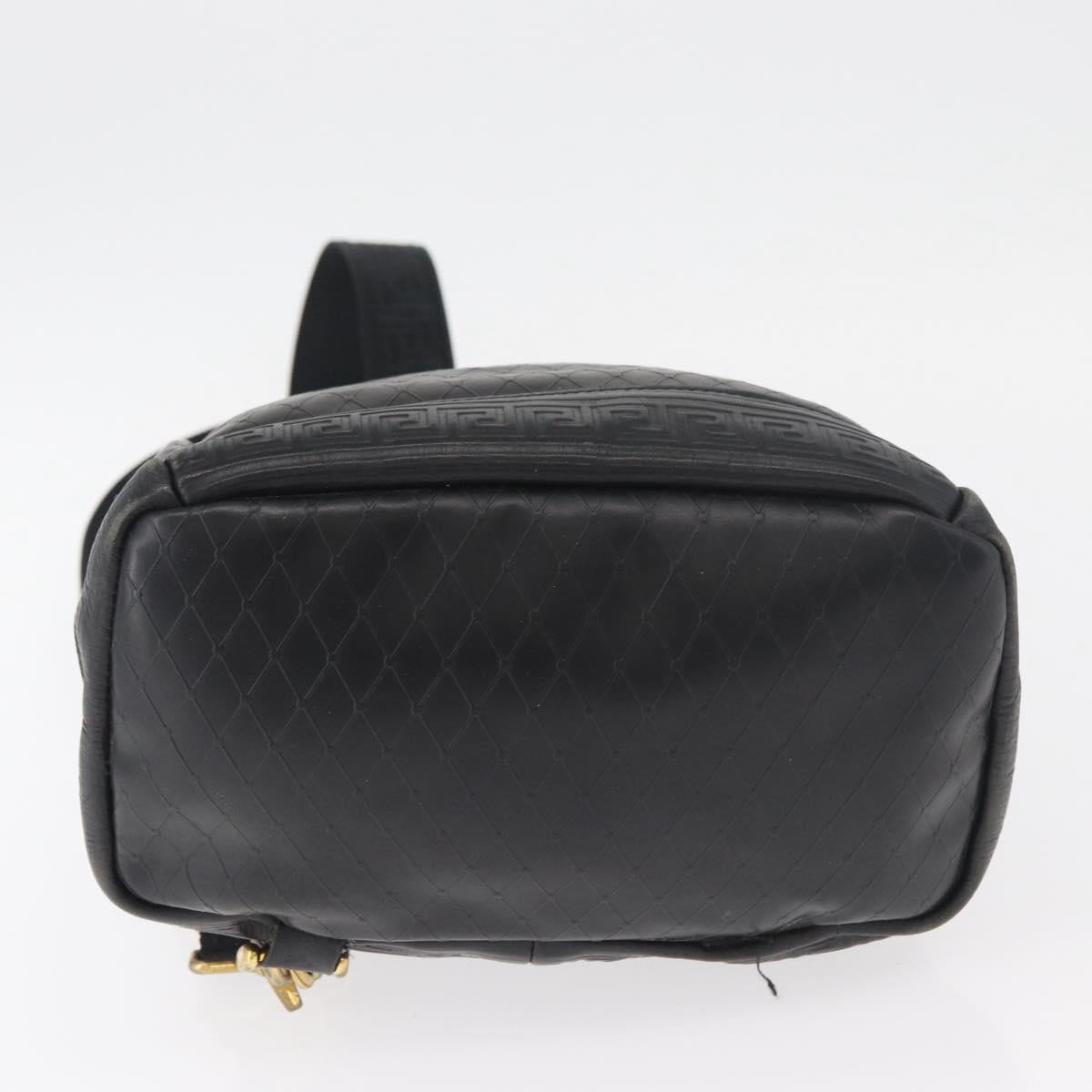 Gianni Versace Shoulder Bag Leather Black Gold Auth bs35407
