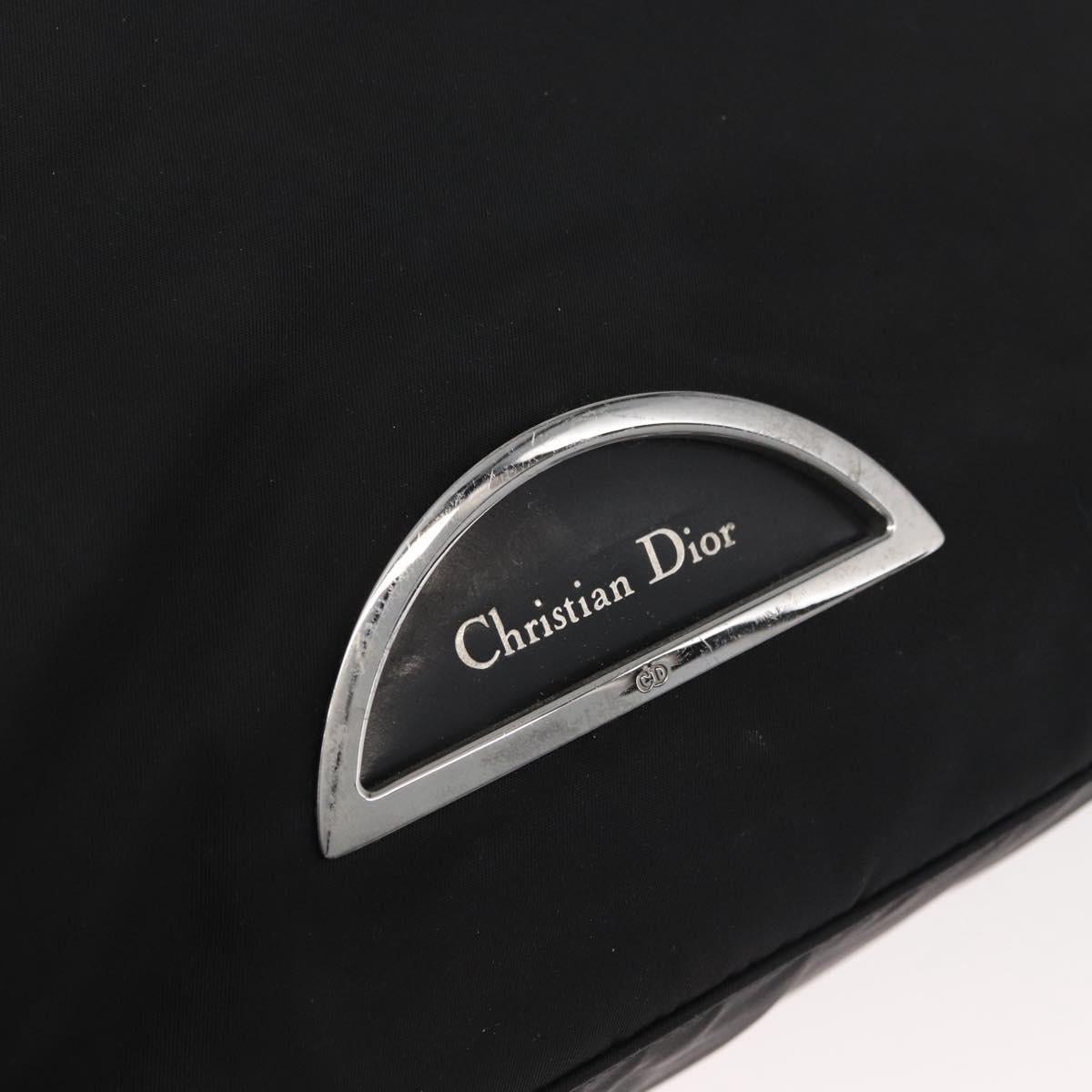 Christian Dior Maris Pearl Tote Bag Nylon Black Silver Auth bs35409