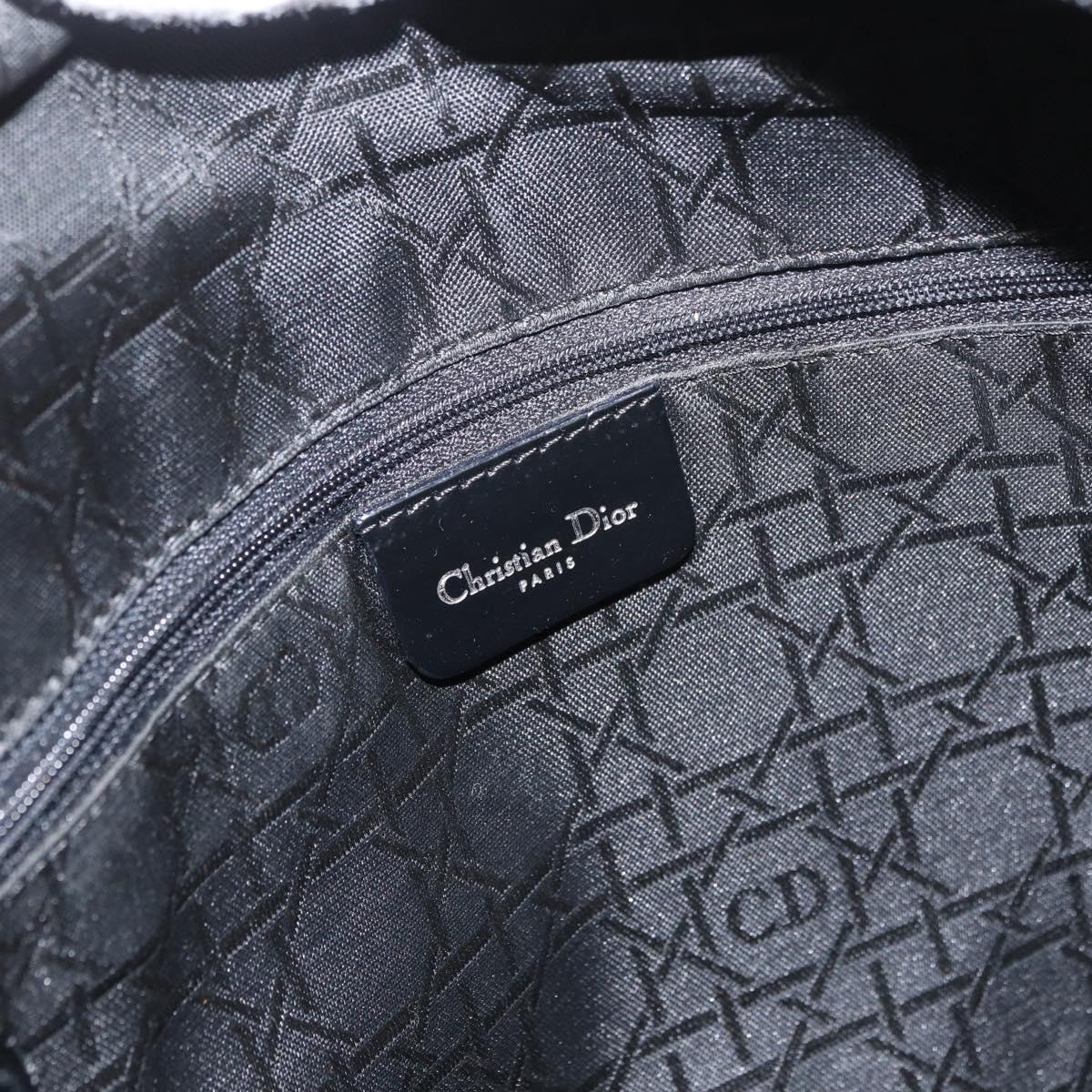 Christian Dior Maris Pearl Tote Bag Nylon Black Silver Auth bs35409