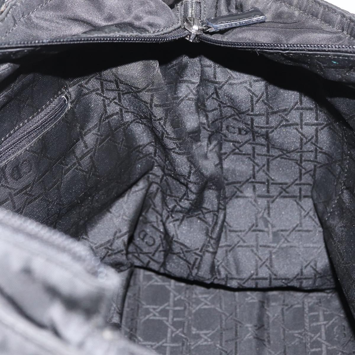 Christian Dior Maris Pearl Tote Bag Nylon Black Silver Auth bs35409
