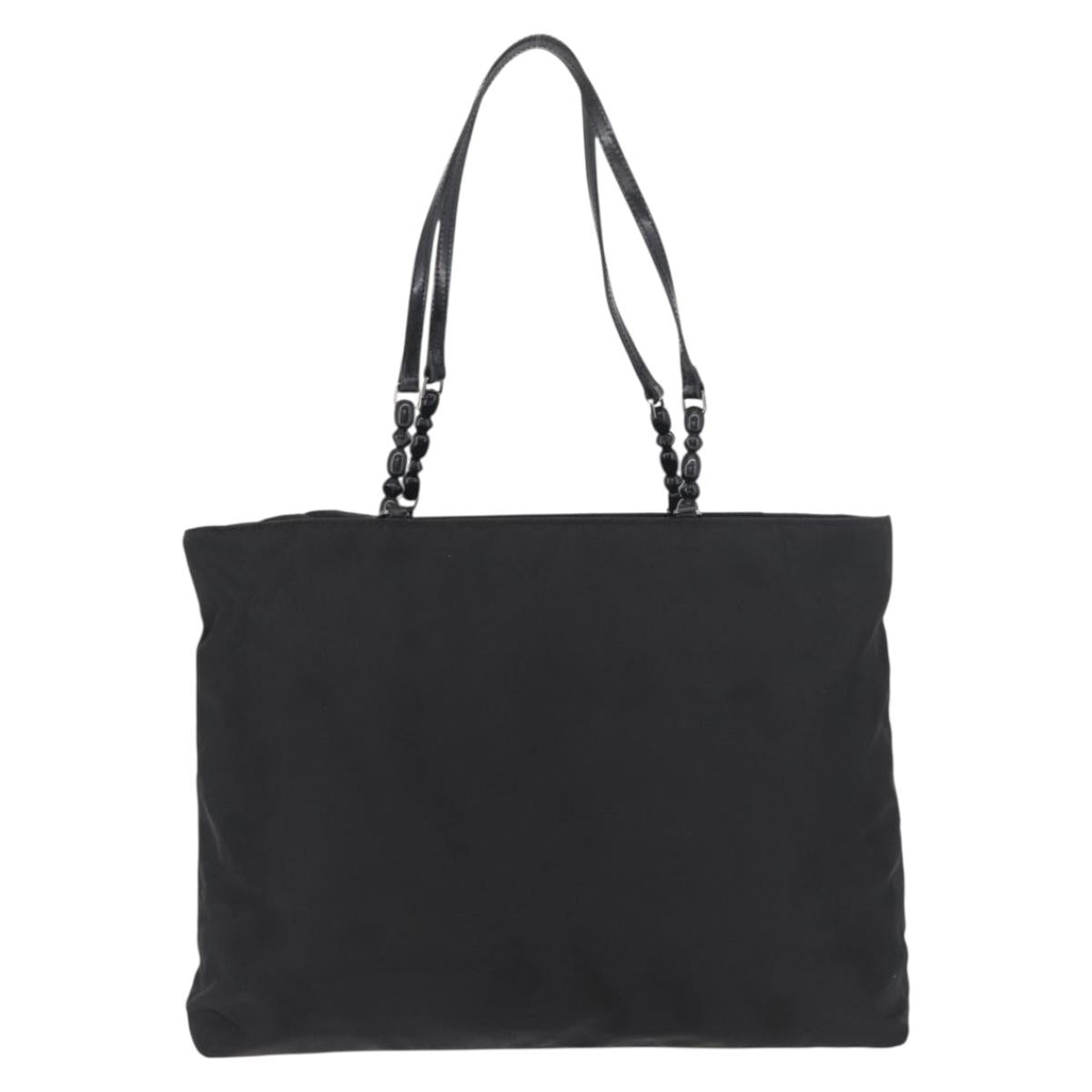 Christian Dior Maris Pearl Tote Bag Nylon Black Silver Auth bs35409