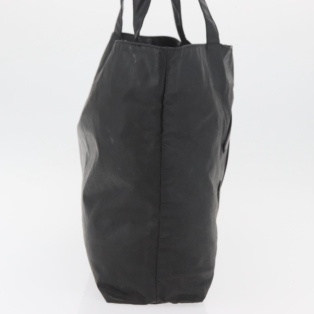 CHANEL Tote Bag Coated Canvas Black Silver CC Auth bs35410