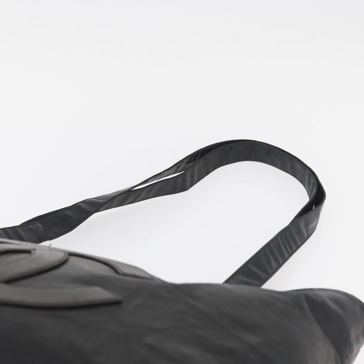 CHANEL Tote Bag Coated Canvas Black Silver CC Auth bs35410